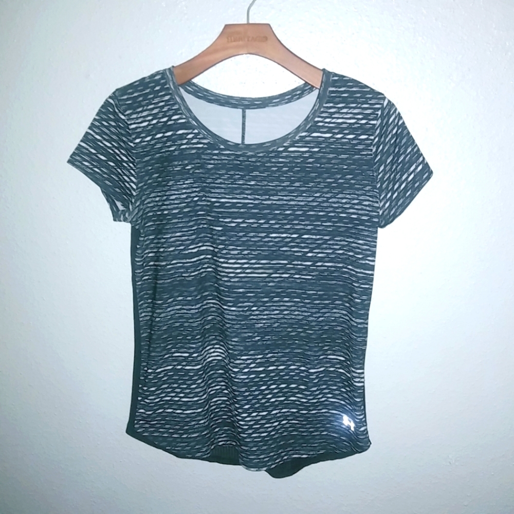 Under Armor M Short Sleeved Athletic Running Top Black Silver
